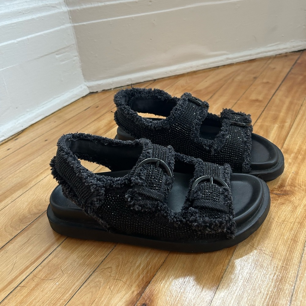 Zara - Rhinestone Flat Fabric Sandal